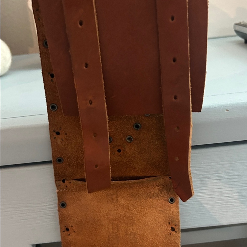 Arden B Brown Leather Belt with Gold Studs - Picture 4 of 16